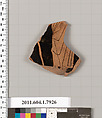 Terracotta fragment of a kylix (drinking cup), Terracotta, Greek, Attic