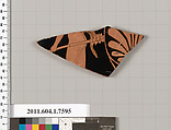 Terracotta fragment of a kylix (drinking cup), Terracotta, Greek, Attic