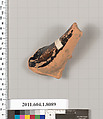 Terracotta fragment of a kylix (drinking cup), Terracotta, Greek, Attic