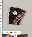 Terracotta fragment of a kylix (drinking cup), Terracotta, Greek, Attic