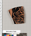 Terracotta fragment of a kylix (drinking cup), Terracotta, Greek, Attic