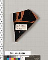Terracotta fragment of a kylix (drinking cup), Terracotta, Greek, Attic