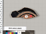 Terracotta fragment of a stemless kylix (drinking cup), Terracotta, Greek, Attic
