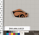 Terracotta fragment of a kylix (drinking cup), Terracotta, Greek, Attic