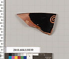 Terracotta rim fragment of a kylix (drinking cup), Terracotta, Greek, Attic