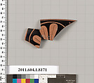Terracotta fragment of a kylix (drinking cup), Terracotta, Greek, Attic