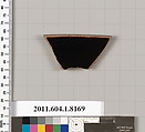 Terracotta rim fragment of a kylix (drinking cup), Terracotta, Greek, Attic