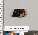 Terracotta rim fragment of a kylix (drinking cup), Terracotta, Greek, Attic