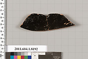Terracotta fragment of a kylix (drinking cup), Terracotta, Greek, Attic