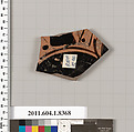Terracotta fragment of a kylix (drinking cup), Terracotta, Greek, Attic