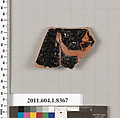 Terracotta fragment of a kylix (drinking cup), Terracotta, Greek, Attic