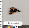 Terracotta fragment of a kylix (drinking cup), Terracotta, Greek, Attic