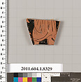 Terracotta fragment of a kylix (drinking cup), Terracotta, Greek, Attic