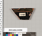Terracotta fragment of a kylix (drinking cup), Terracotta, Greek, Attic