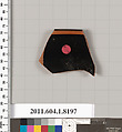 Terracotta rim fragment of a kylix (drinking cup), Terracotta, Greek, Attic