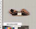 Terracotta fragment of a kylix (drinking cup), Terracotta, Greek, Attic