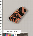 Terracotta fragment of a kylix (drinking cup), Terracotta, Greek, Attic