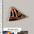 Terracotta fragment of a kylix (drinking cup), Terracotta, Greek, Attic
