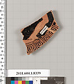 Terracotta fragment of a kylix (drinking cup), Terracotta, Greek, Attic