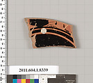 Terracotta fragment of a kylix (drinking cup), Terracotta, Greek, Attic