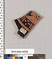 Terracotta fragment of a kylix (drinking cup), Terracotta, Greek, Attic