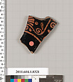Terracotta fragment of a kylix (drinking cup), Terracotta, Greek, Attic