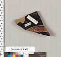 Terracotta fragment of a kylix (drinking cup), Terracotta, Greek, Attic