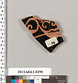 Terracotta fragment of a kylix (drinking cup), Terracotta, Greek, Attic