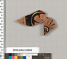 Terracotta fragment of a kylix (drinking cup), Terracotta, Greek, Attic
