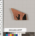 Terracotta fragment of a kylix (drinking cup), Terracotta, Greek, Attic