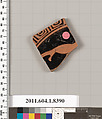 Terracotta fragment of a kylix (drinking cup), Terracotta, Greek, Attic