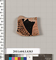 Terracotta fragment of a kylix (drinking cup), Terracotta, Greek, Attic