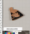 Terracotta fragment of a kylix (drinking cup), Terracotta, Greek, Attic