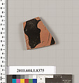 Terracotta fragment of a kylix (drinking cup), Terracotta, Greek, Attic