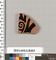 Terracotta fragment of a kylix (drinking cup), Terracotta, Greek, Attic