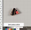 Terracotta fragment of a stemless kylix (drinking cup), Terracotta, Greek, Attic