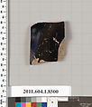 Terracotta fragment of a stemless kylix (drinking cup), Terracotta, Greek, Attic