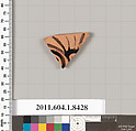 Terracotta fragment of a kylix (drinking cup), Terracotta, Greek, Attic