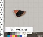 Terracotta fragment of a stemless kylix (drinking cup), Terracotta, Greek, Attic