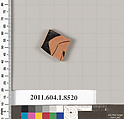 Terracotta fragment of a stemless kylix (drinking cup), Terracotta, Greek, Attic