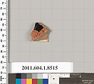 Terracotta fragment of a stemless kylix (drinking cup), Terracotta, Greek, Attic