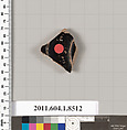Terracotta fragment of a stemless kylix (drinking cup), Terracotta, Greek, Attic