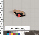 Terracotta fragment of a stemless kylix (drinking cup), Terracotta, Greek, Attic