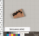 Terracotta fragment of a stemless kylix (drinking cup), Terracotta, Greek, Attic