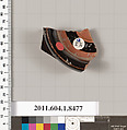 Terracotta fragment of a stemless kylix (drinking cup), Terracotta, Greek, Attic