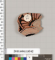Terracotta fragment of a stemless kylix (drinking cup), Terracotta, Greek, Attic