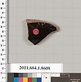 Terracotta fragment of a stemless kylix (drinking cup), Terracotta, Greek, Attic