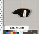 Terracotta fragment of a stemless kylix (drinking cup), Terracotta, Greek, Attic