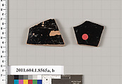 Terracotta fragments of stemless kylikes (drinking cups), Terracotta, Greek, Attic