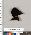 Terracotta fragment of a stemless kylix (drinking cup), Terracotta, Greek, Attic